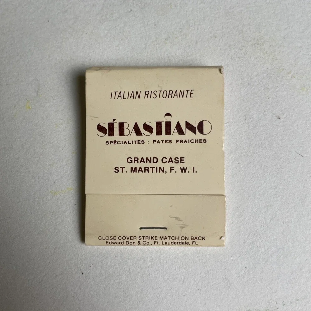 Vintage 1970 Matchbook Sebastiano Grand Case‎ St Martin FWI Italian Restaurant